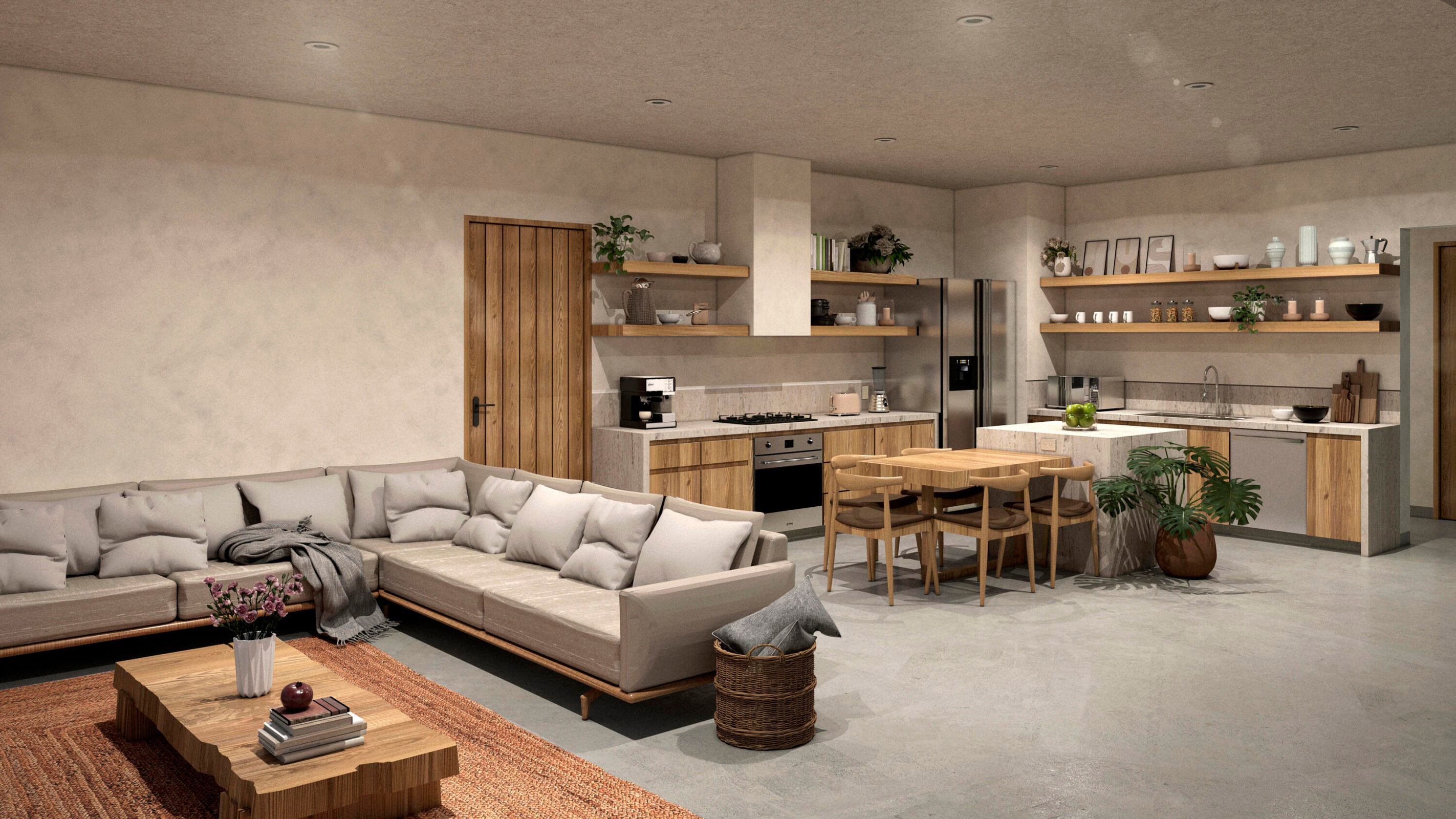 Spacious living room and garden view at Eagle View Todos Santos