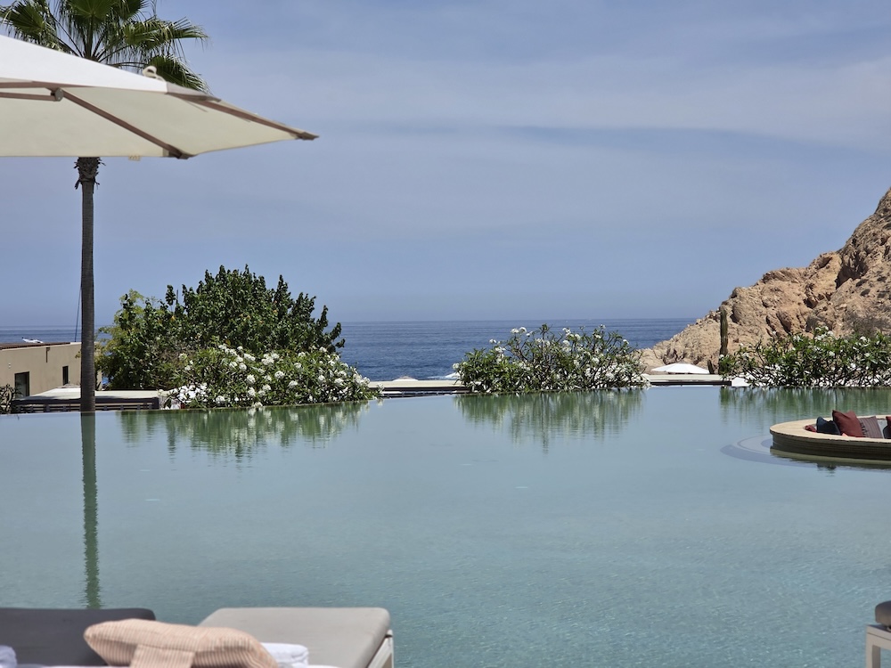 Modern terrace with pool and Sea of Cortez views in San Jose del Cabo