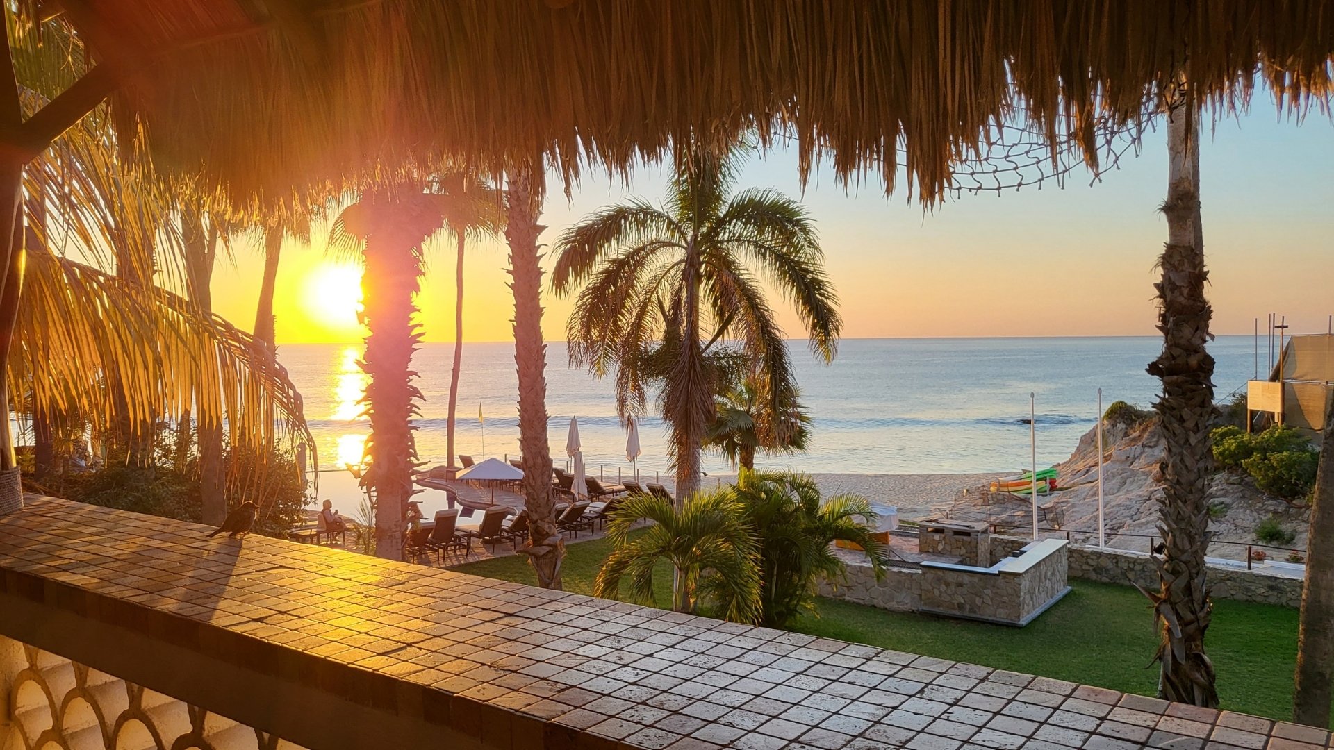 Sunrise over San José del Cabo coastline with calm Sea of Cortez