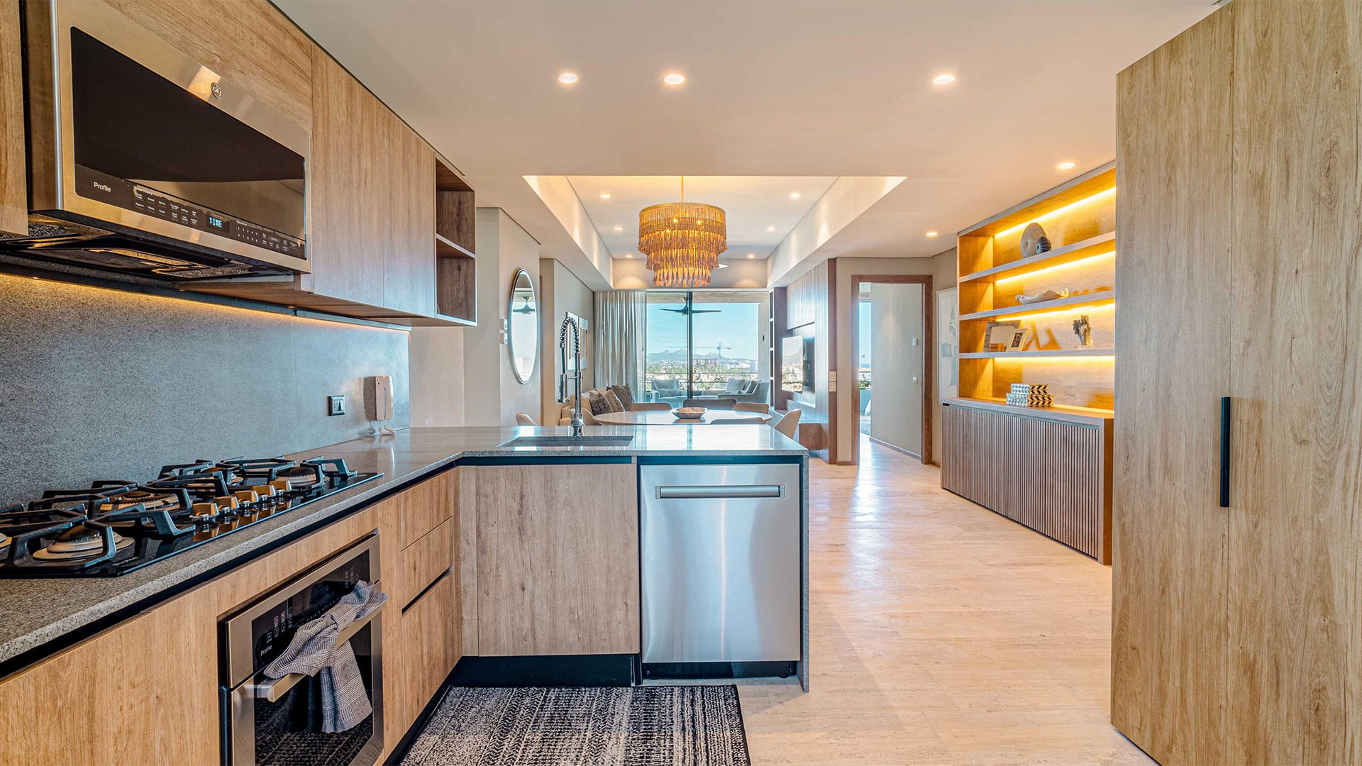 Aerial view of Punta Nima luxury condos in San José del Cabo with Sea of Cortez in background