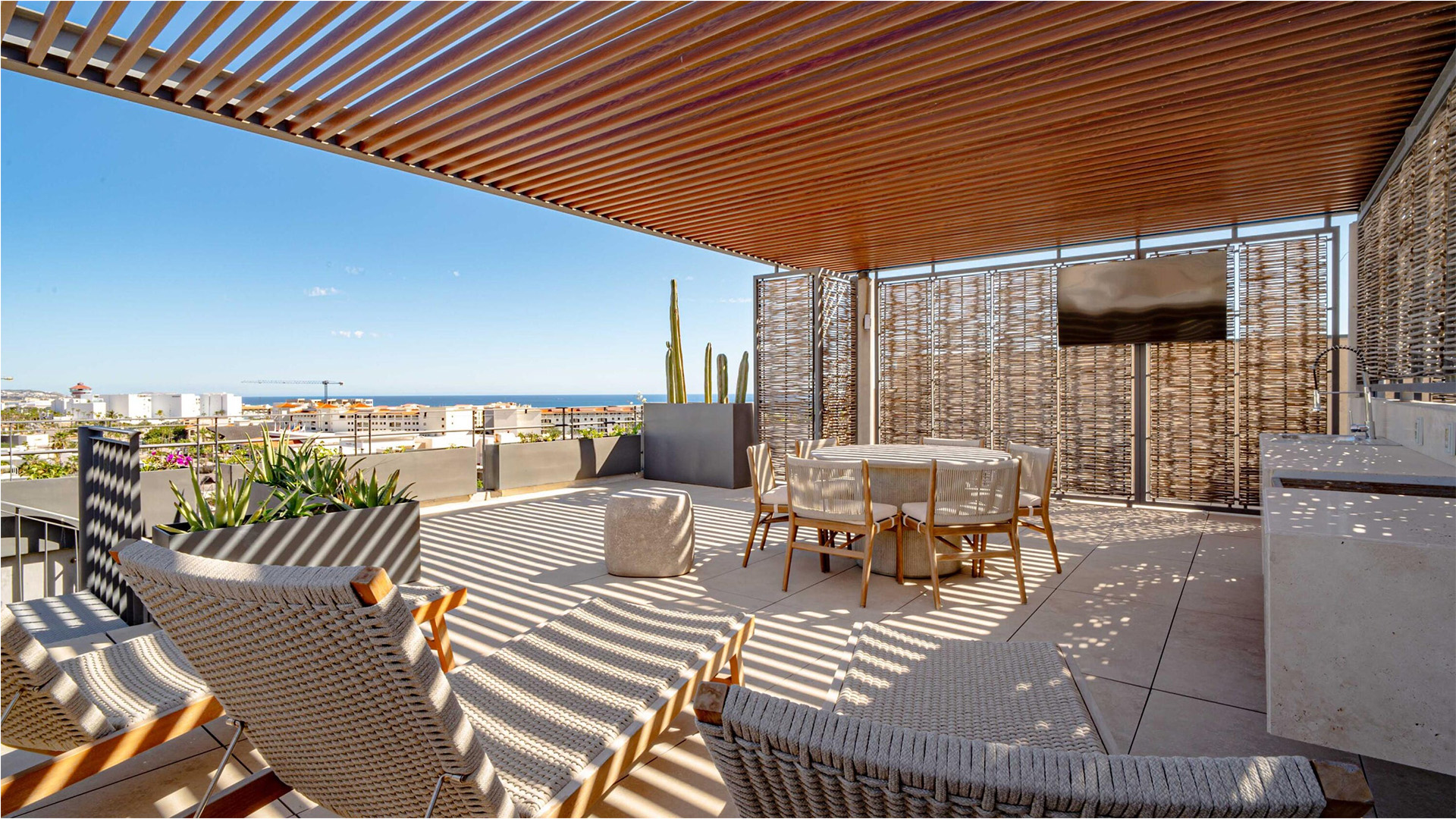 Private rooftop terrace with Sea of Cortez views at Punta Nima Penthouse 08 San José del Cabo